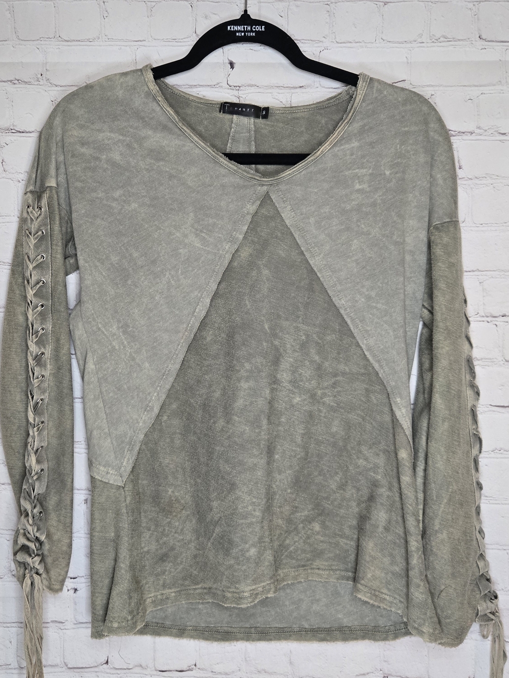 Y2K grunge lace up long sleeve top lace-up grommet sleeves asymmetrical Panels